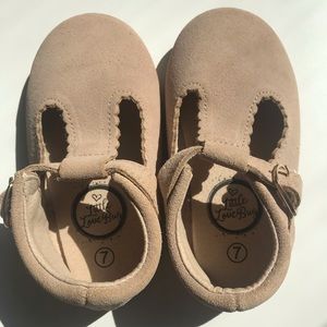 Tan Suede T Bar Toddler Shoes Size 7